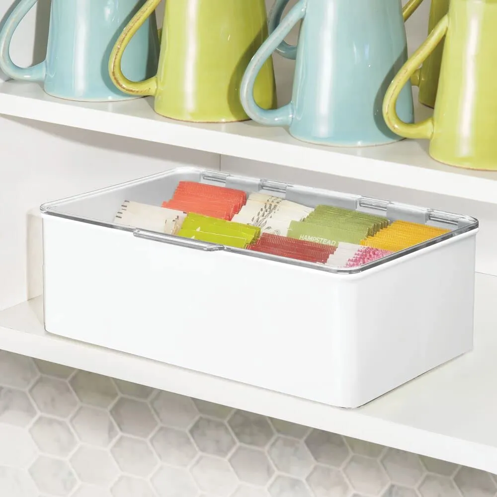 mDesign Teebox Aufbewahrungsbox 8 Fächer 2er-Set weiß