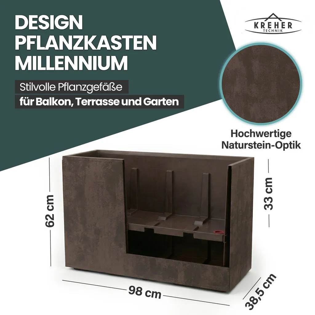 Kreher Millennium Fence Pflanzkasten Braun 2 Stück 93 L