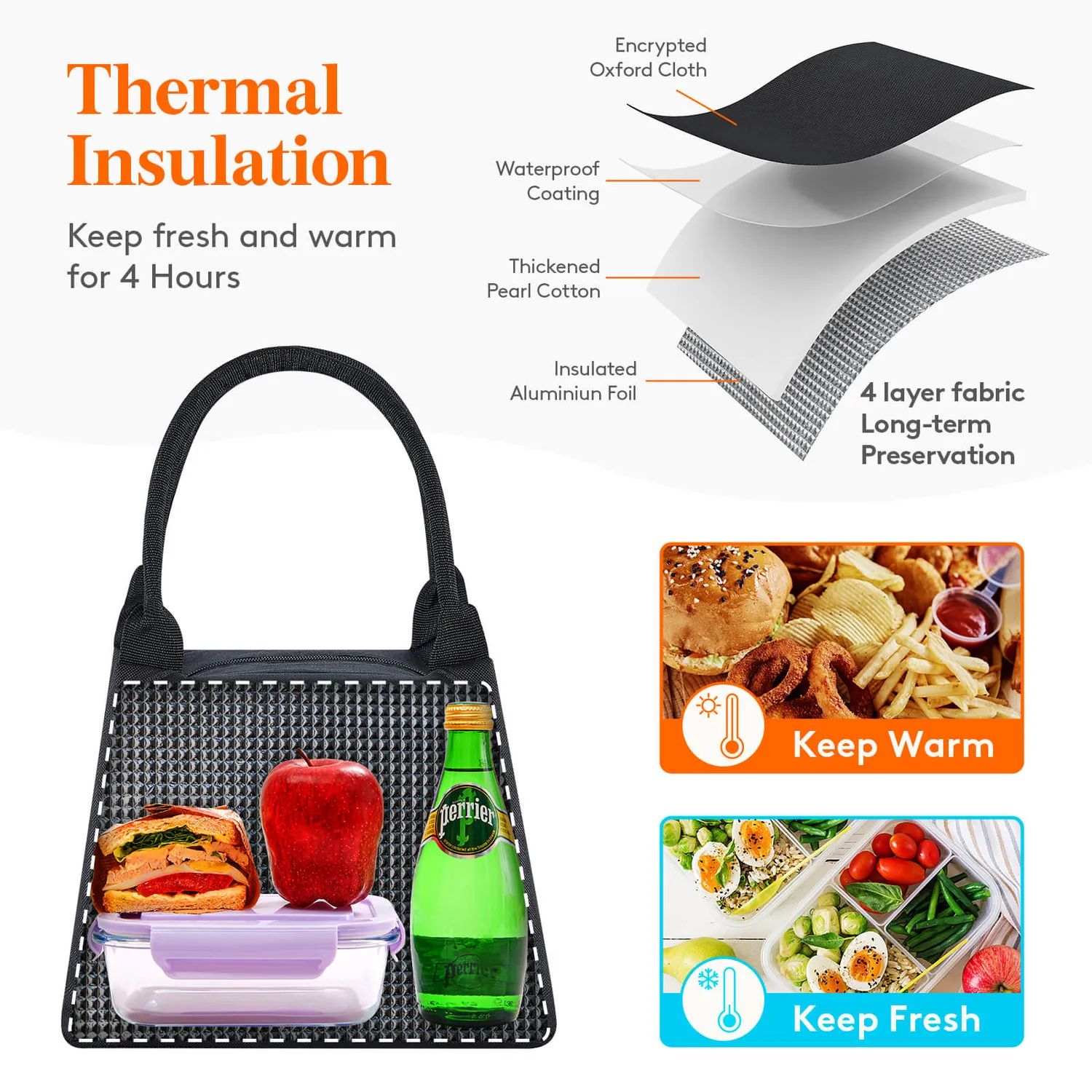 Lifewit Lunchtasche isoliert schwarz Medium wasserabweisend