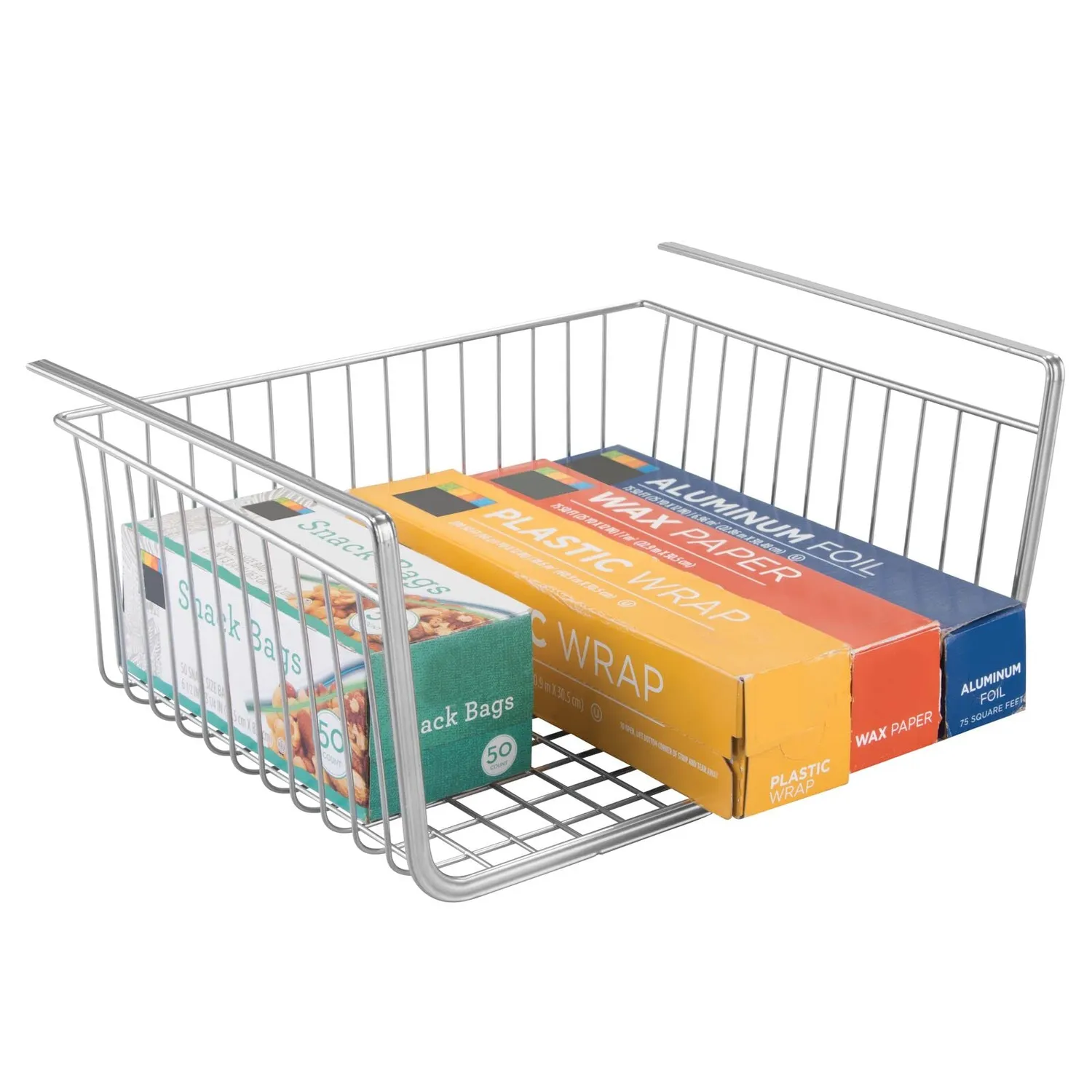 mDesign 4er-Set Hängekorb Aufbewahrungskorb silber rostfrei
