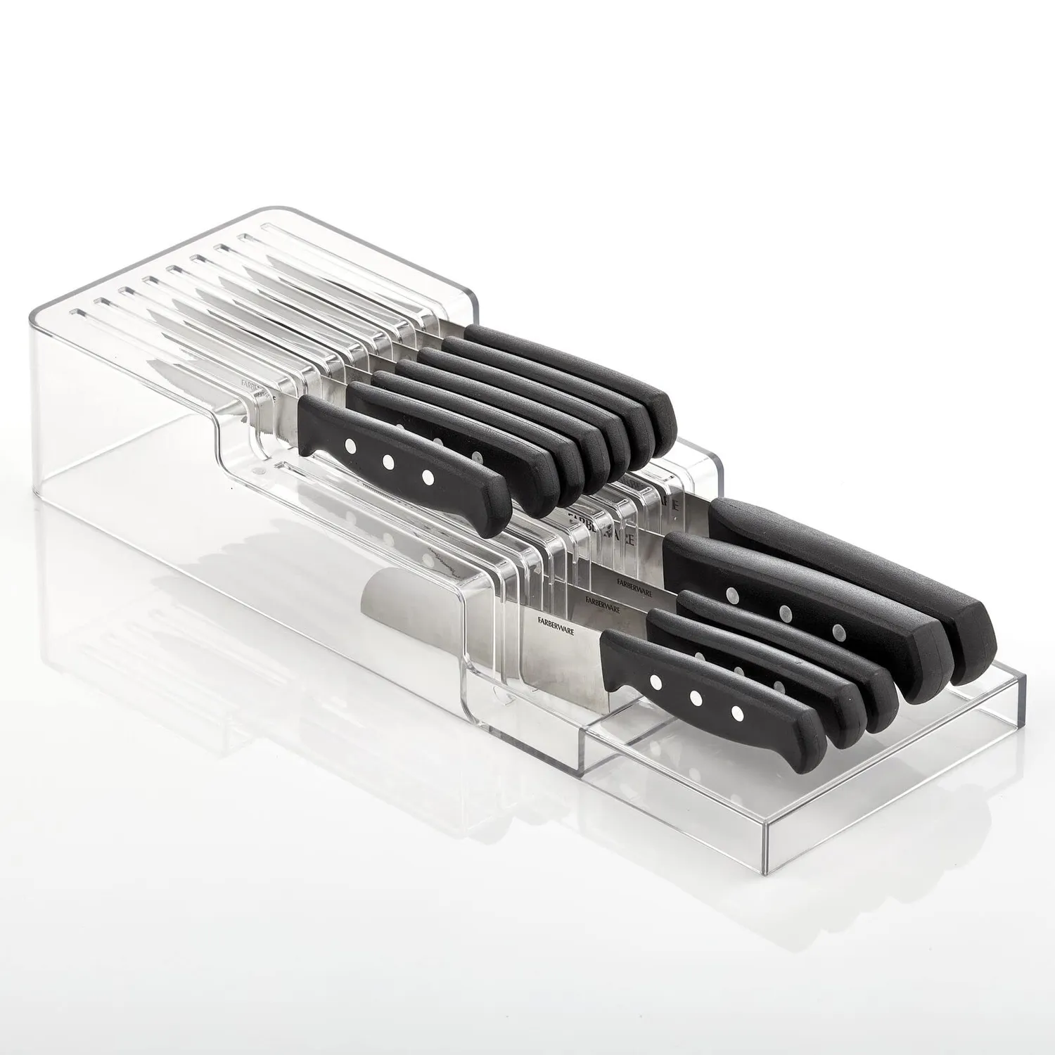 mDesign Messerblock 2-stöckig Transparent für Schublade 18