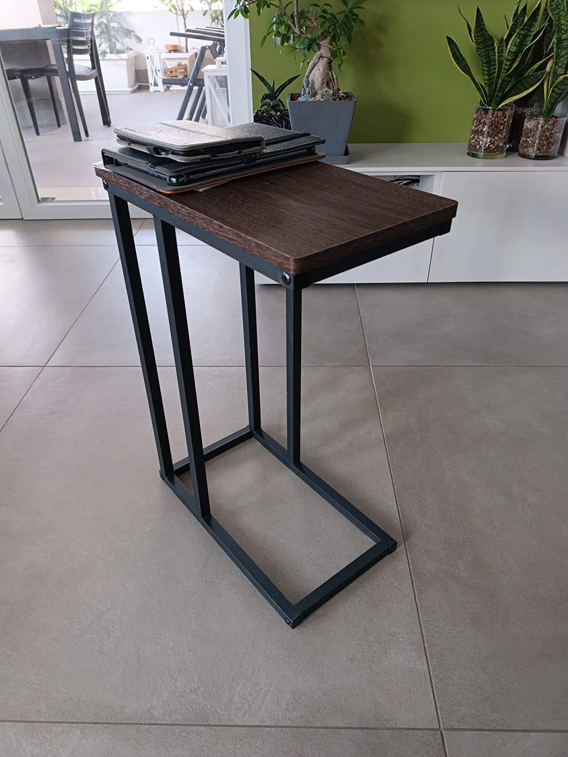 Iris Ohyama SDT-L Beistelltisch braun C-Tisch für Sofa Laptop