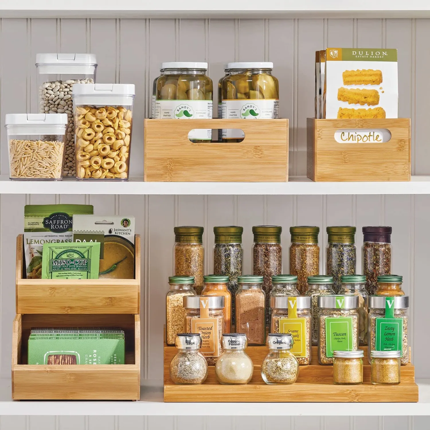mDesign Bambus Aufbewahrungsbox 4er-Set naturfarben mit Griff