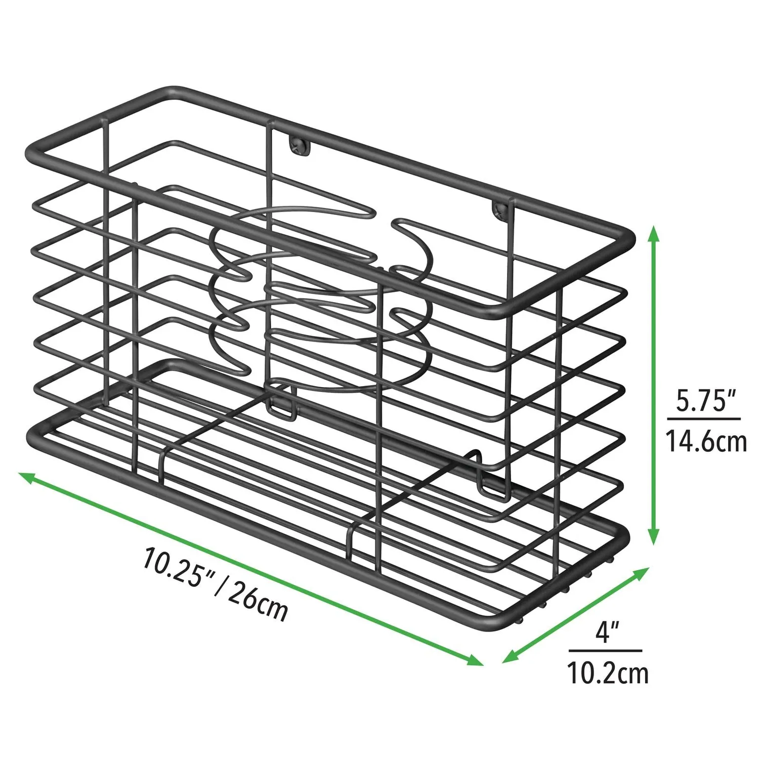 mDesign Fönhalter Metall Wand-Organizer 3 Fächer schwarz