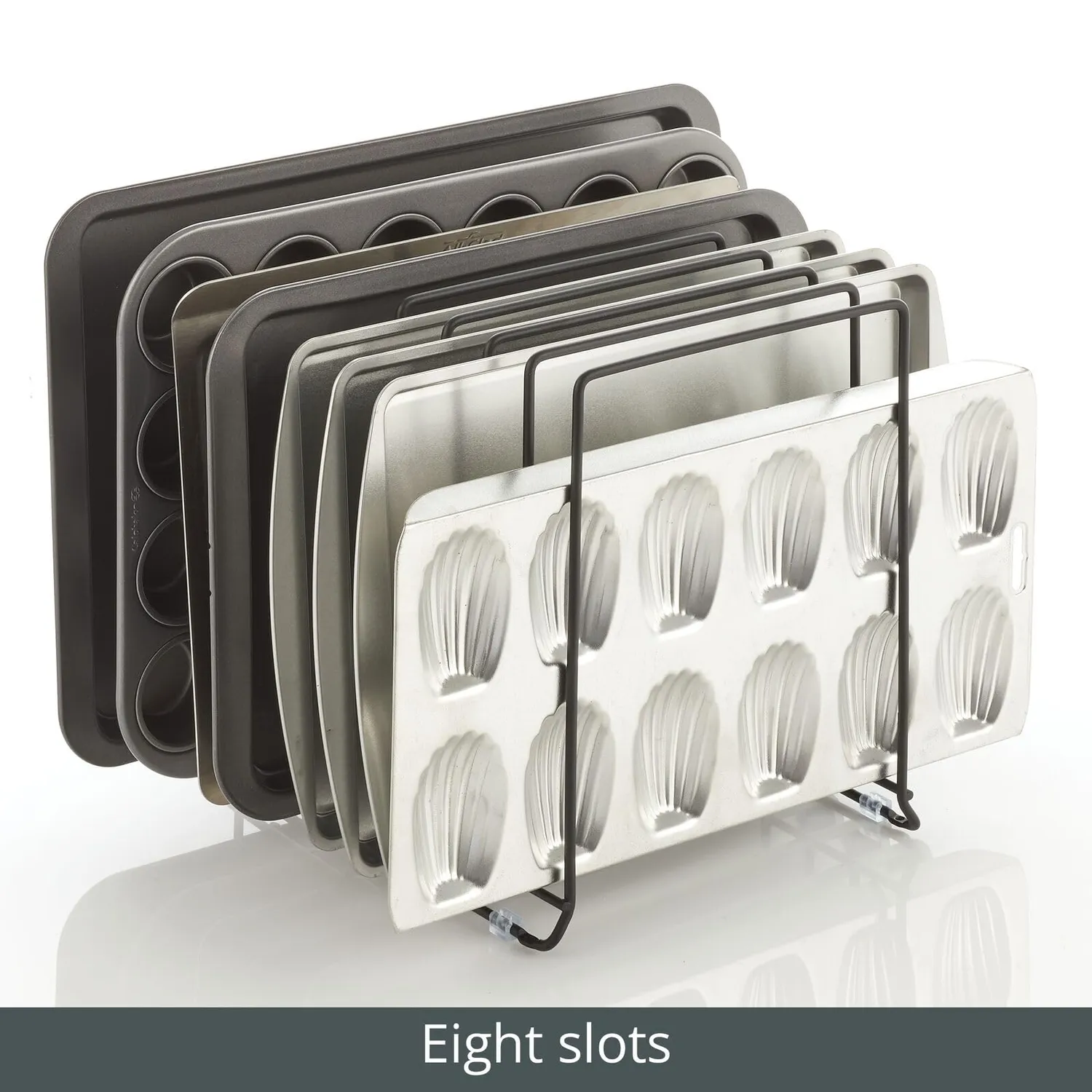 mDesign Küchen Organizer Metall Pfannenhalter 8 Fächer schwarz