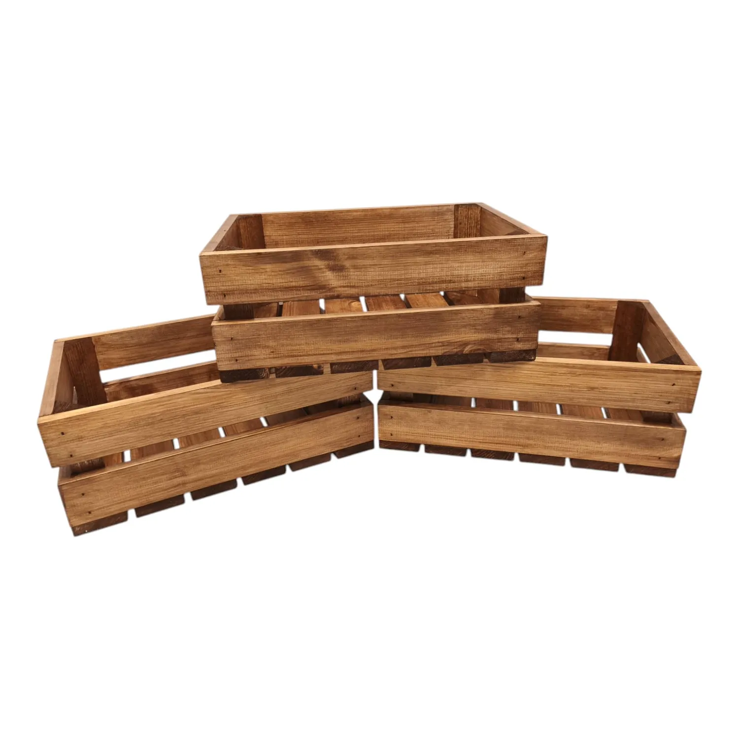 GoodFreshDecor Holzkisten 3er Set 30x20x12 cm braun