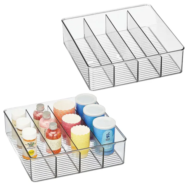 mDesign Organizer 4 Fächer 2er-Set durchsichtig Kunststoff