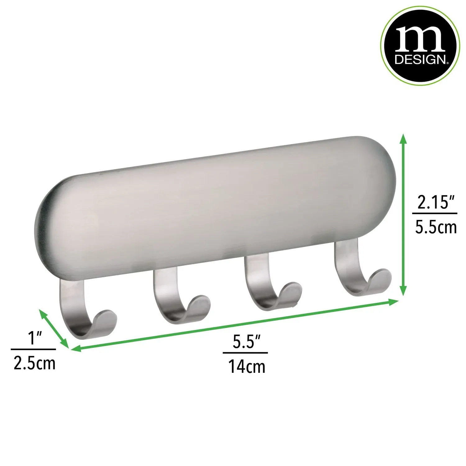 mDesign AFFIXX Hakenleiste Edelstahl selbstklebend 4 Haken