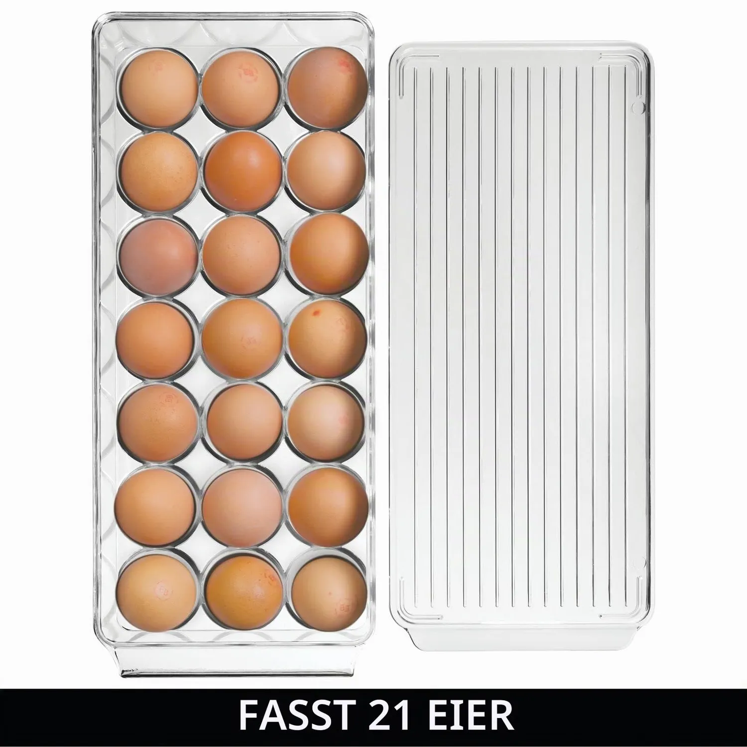 mDesign 7377MDKEU Eierbox transparent 21 Eier stapelbar