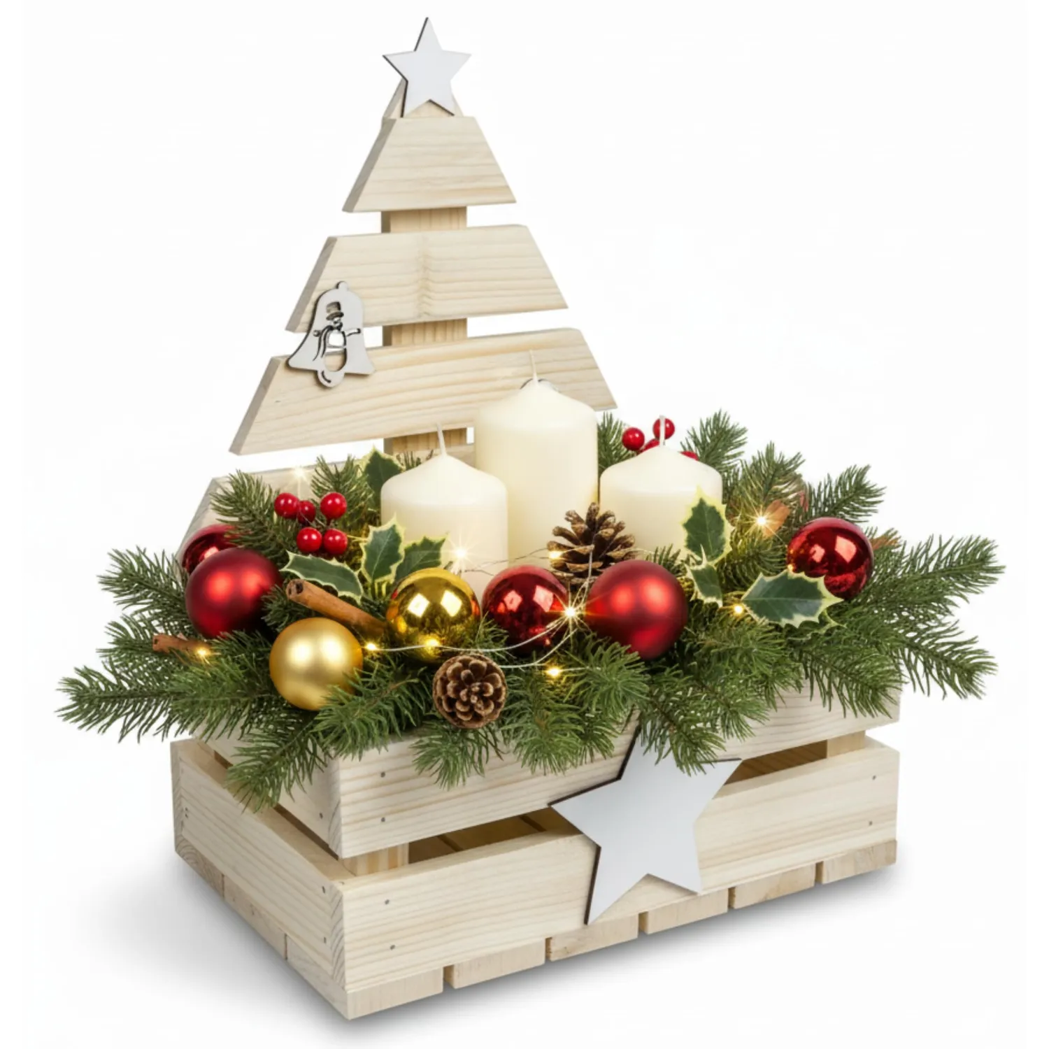 GoodFreshDecor Holzkiste Weihnachten Tannenbaum Kiste 30x20x40