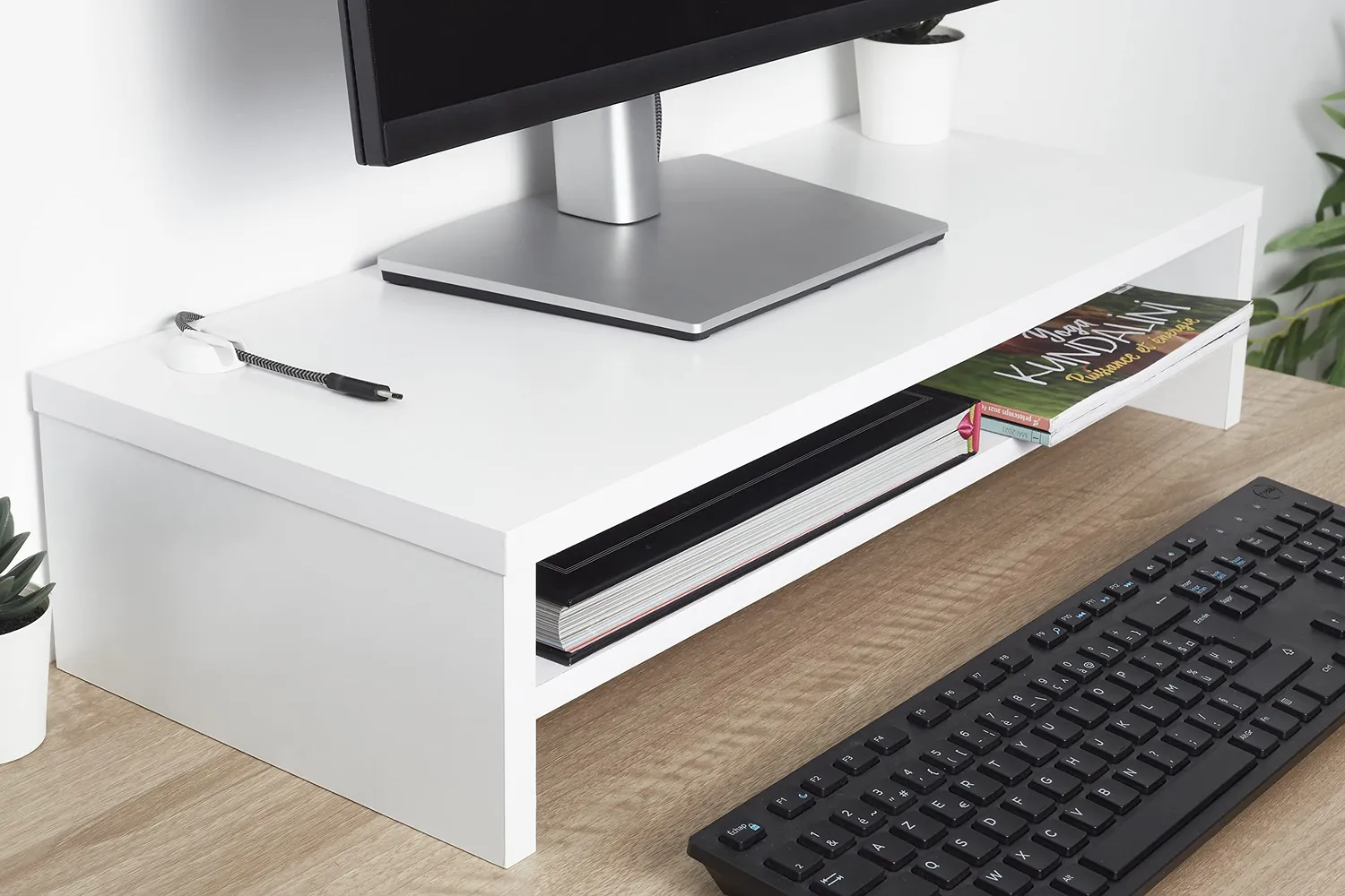 Iris Ohyama MS-590S Monitorständer Eiche weiß 27 Zoll