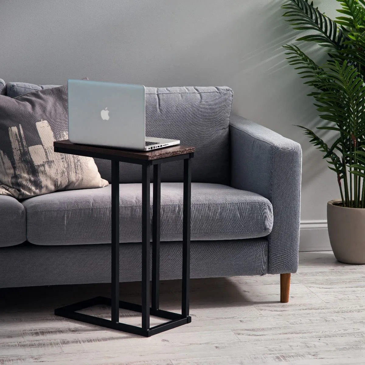 Iris Ohyama SDT-L Beistelltisch braun C-Tisch für Sofa Laptop