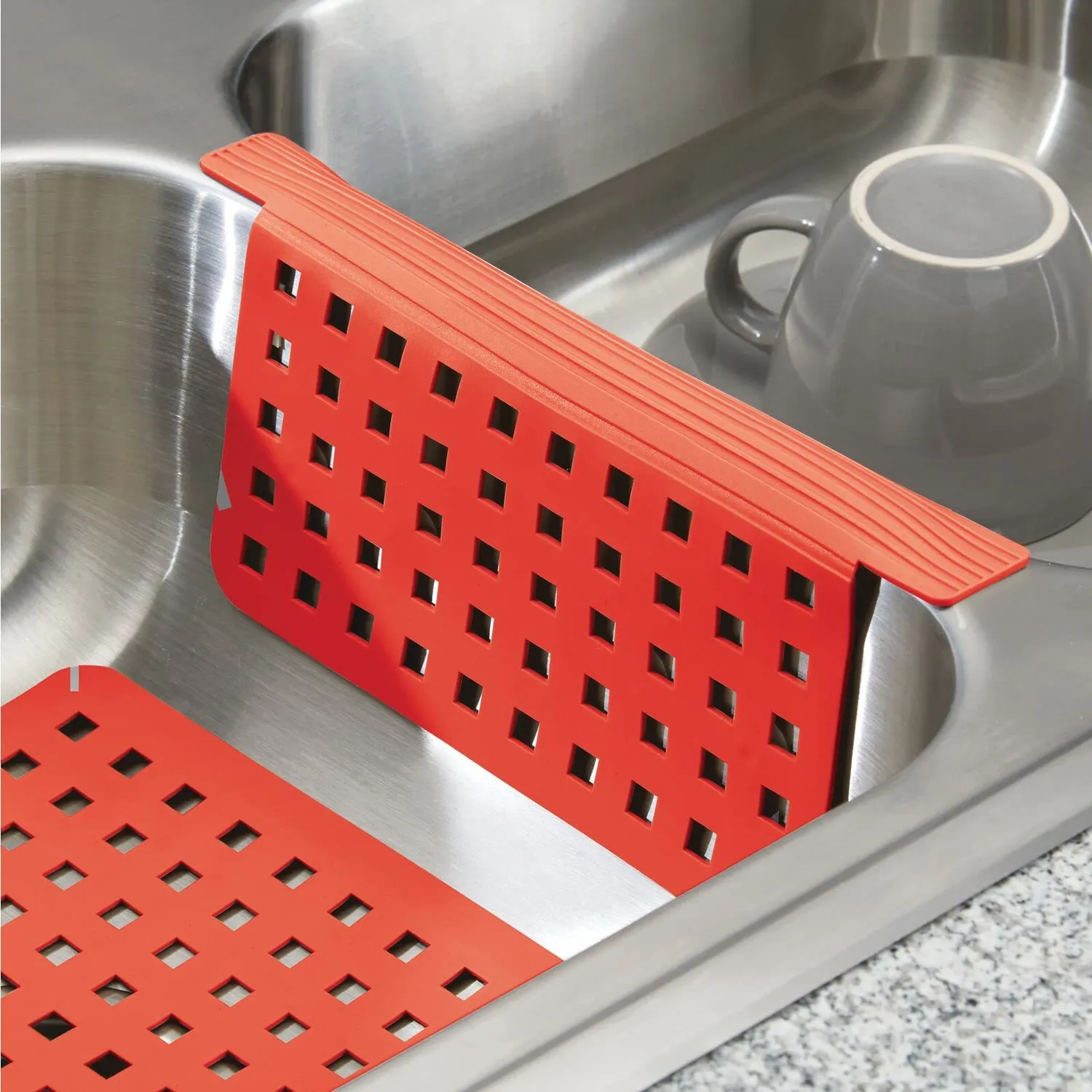 mDesign Spülbeckenschutz Set 3-teilig rot Kunststoff Matte