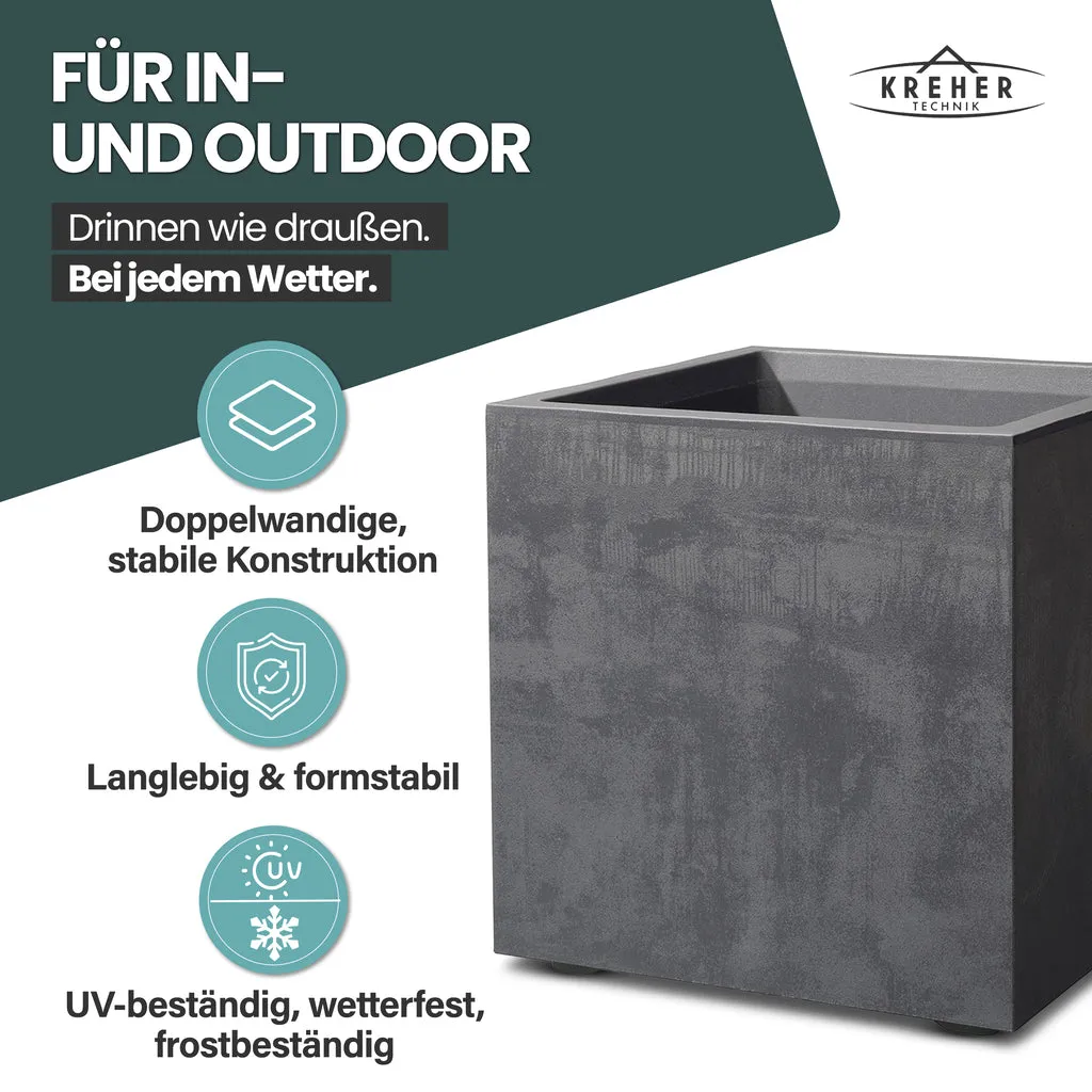 Kreher Millennium Pflanzkübel 40L eckig anthrazit 2er Set