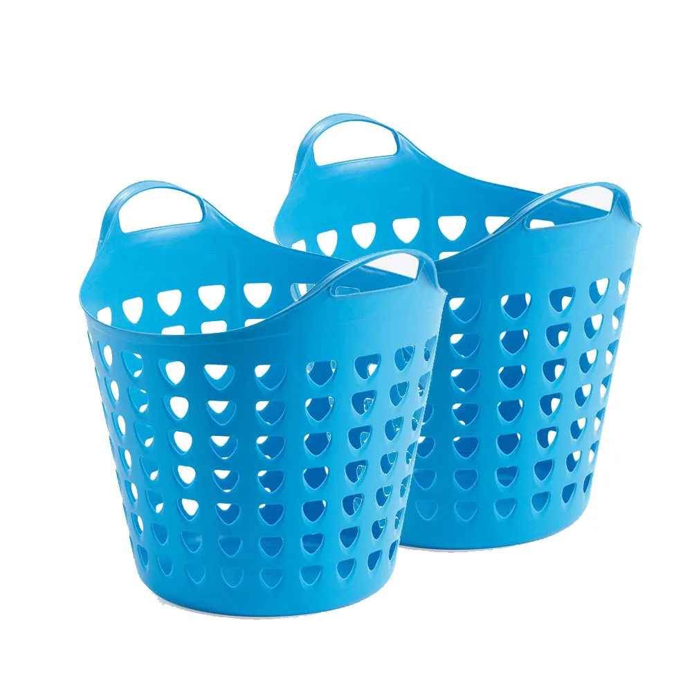 Kreher Flexi Korb 35 Liter Haushaltskorb Blau 2er Set gelocht