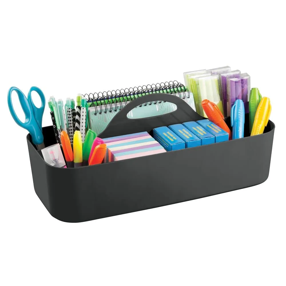 mDesign Büro-Organizer Kunststoff Griff 2er-Set Schwarz