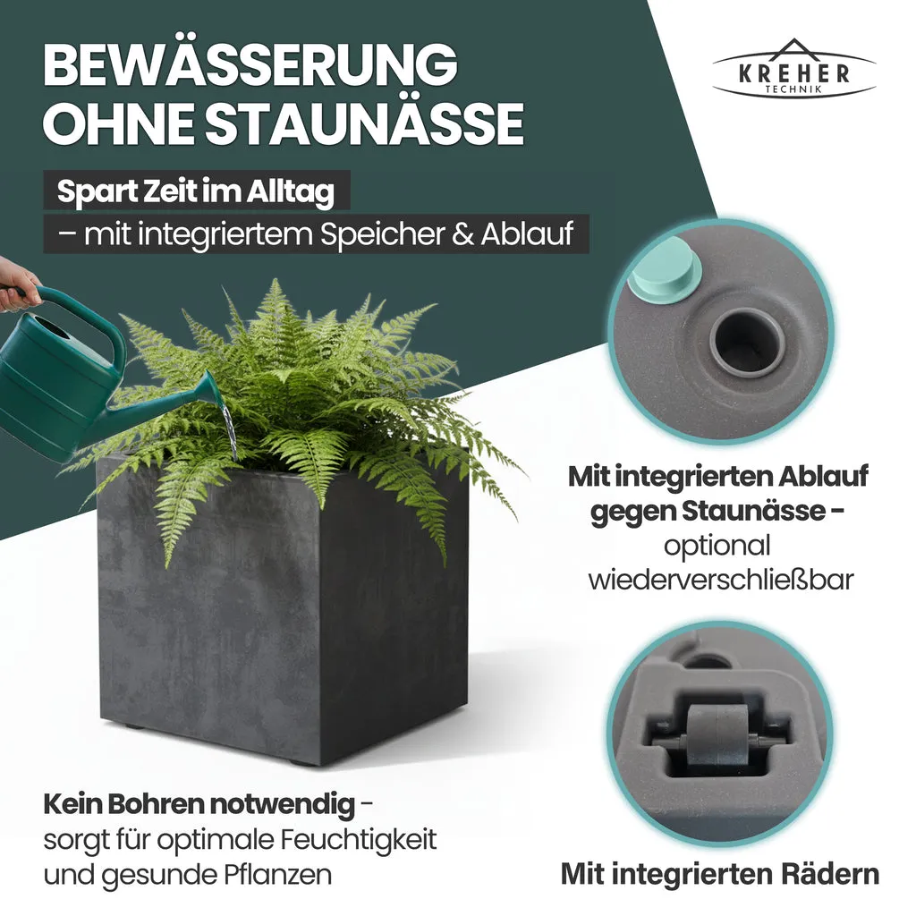 Kreher Millennium 80 Liter Pflanzkübel eckig Anthrazit 2er Set UV-beständig