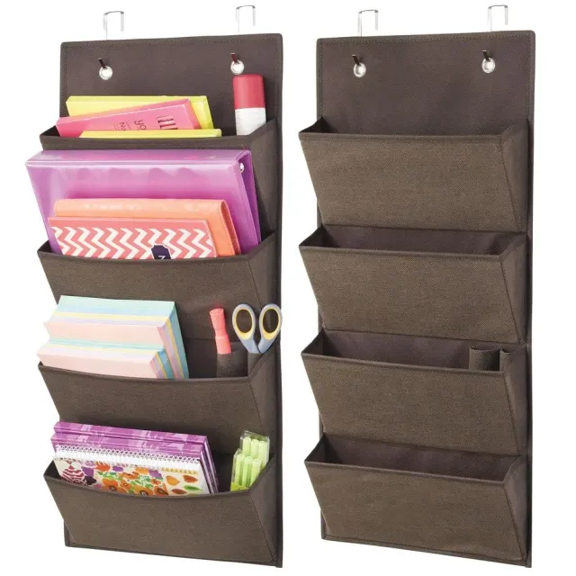 mDesign Hängeorganizer Tür 4 Taschen braun 2er-Set