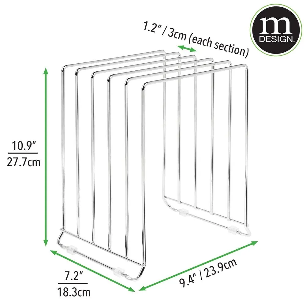 mDesign Deckelhalter Metall 2er-Set silberfarben fünffach