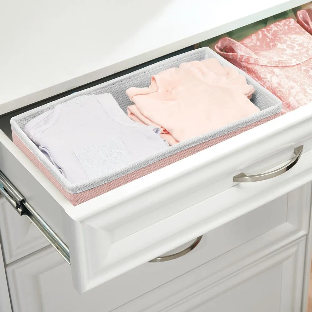 mDesign Organizer Box 6er Set Stoff Kleiderbox rosa weiß Unterwäsche