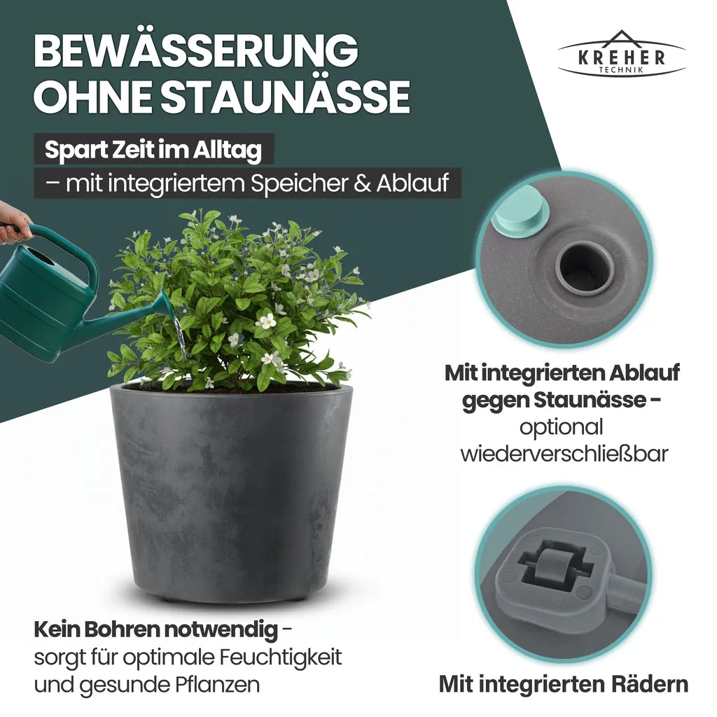 Kreher Millennium Pflanzkübel Anthrazit 80 L rund 2er Set