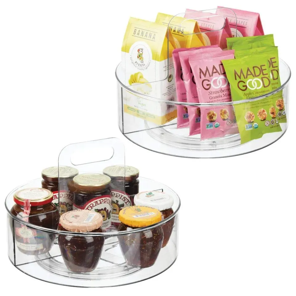 mDesign Lazy Susan Gewürzregal Transparent 2er-Set drehbar