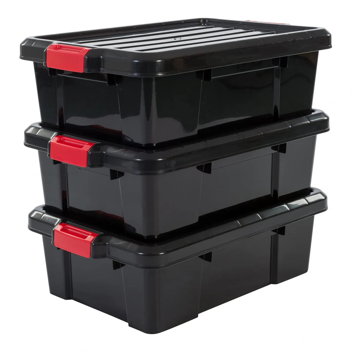 Iris Ohyama SK-210 Aufbewahrungsbox 21L 3er Set schwarz stapelbar