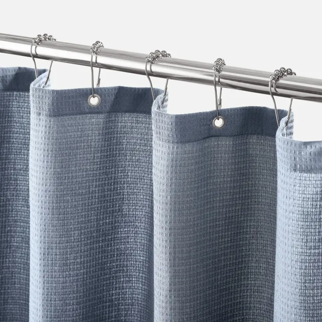mDesign Luxus Duschvorhang blau 183x183 Waffelmuster