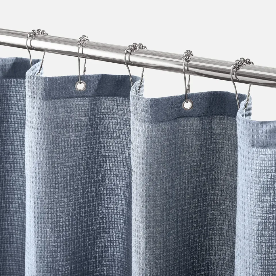 mDesign Luxus Duschvorhang blau 183x183 Waffelmuster