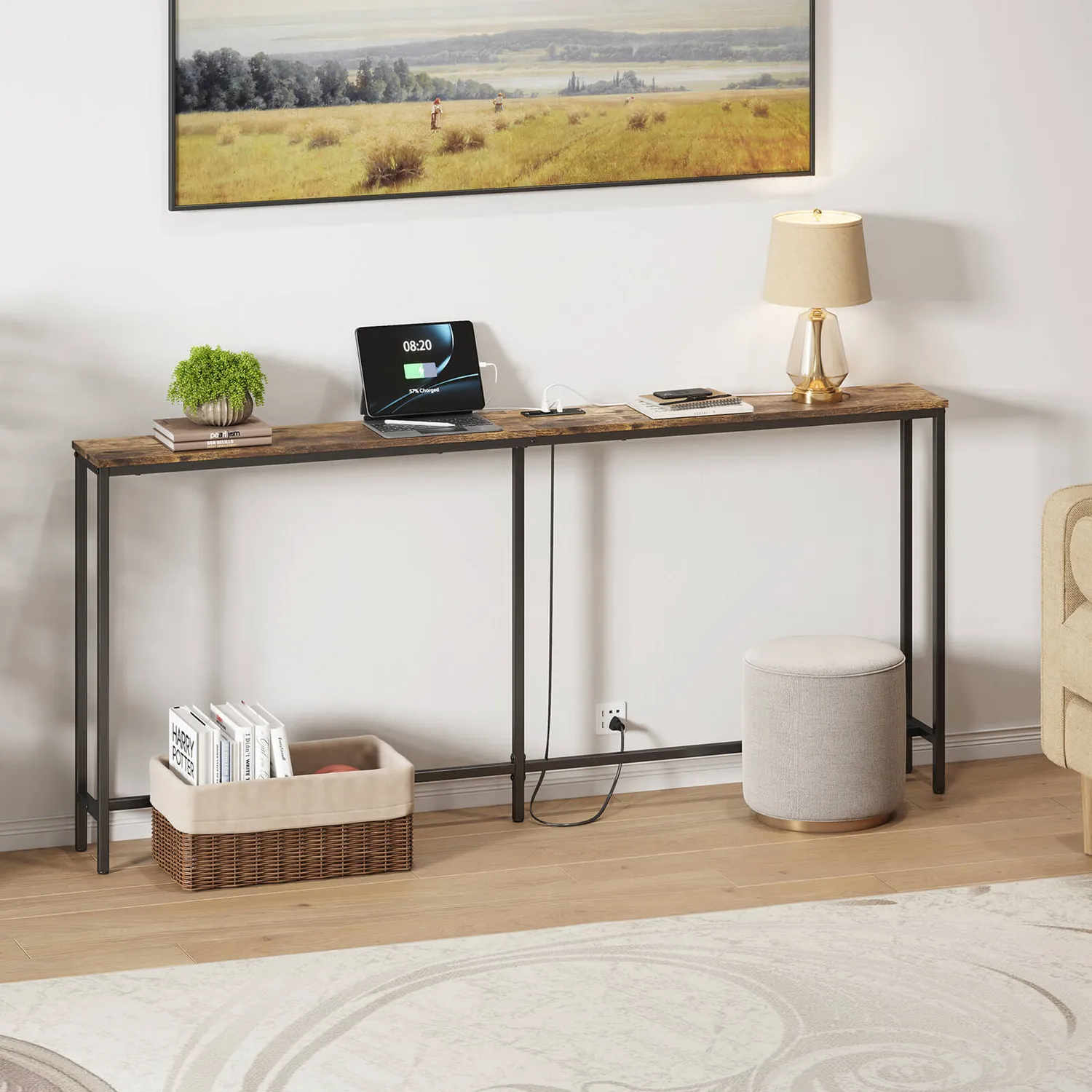 Lifewit Konsolentisch schmal mit Steckdose Metall