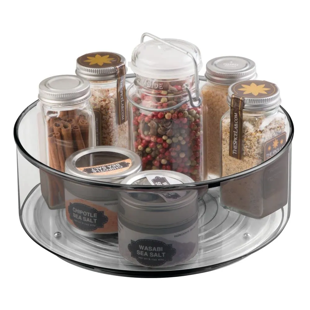 mDesign Lazy Susan Drehteller rauchfarben 4er-Set hoch