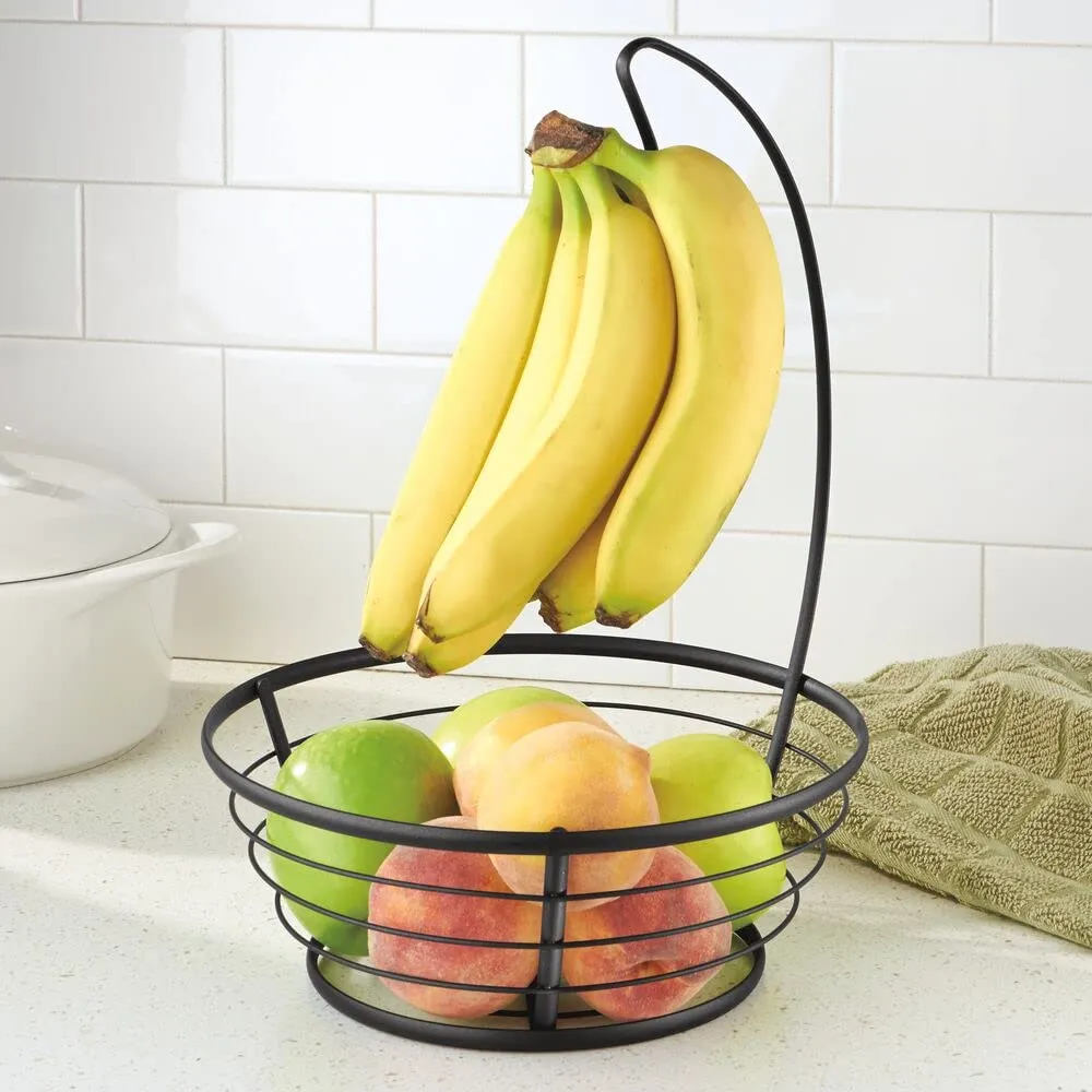 M Design Obstkorb mit Bananenhaken mattschwarz Metall