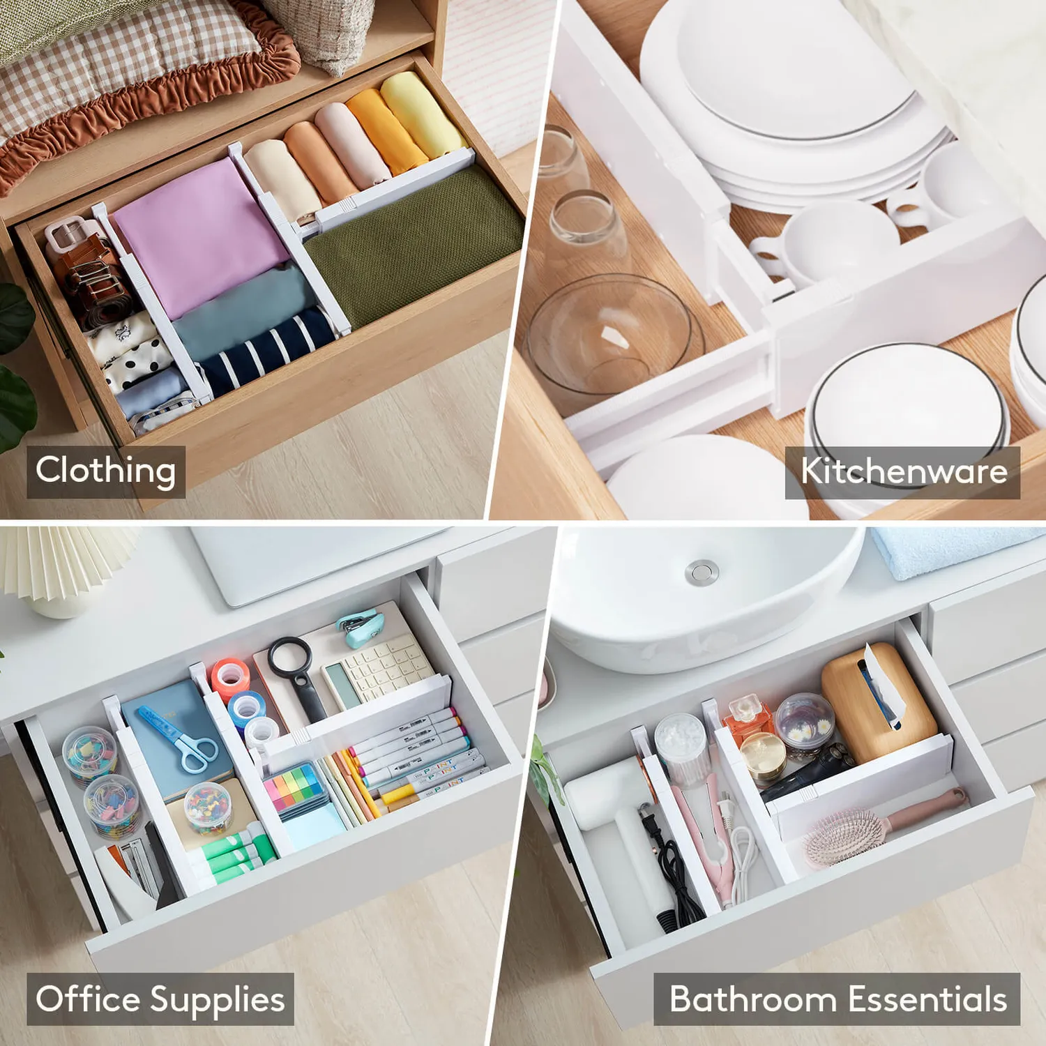 Lifewit Schubladenteiler 11-17 Zoll Organizer 5er Weiß verstellbar