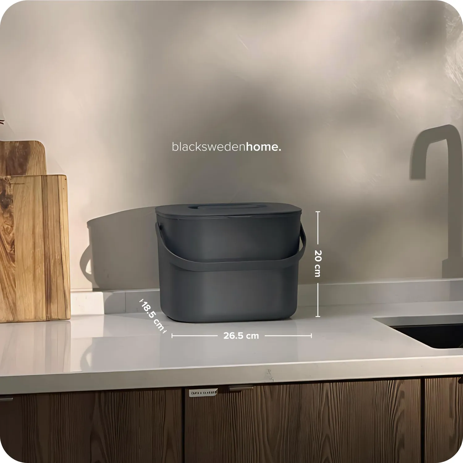 Black Sweden Home Biomülleimer 7L Anthrazit Grau Sieb