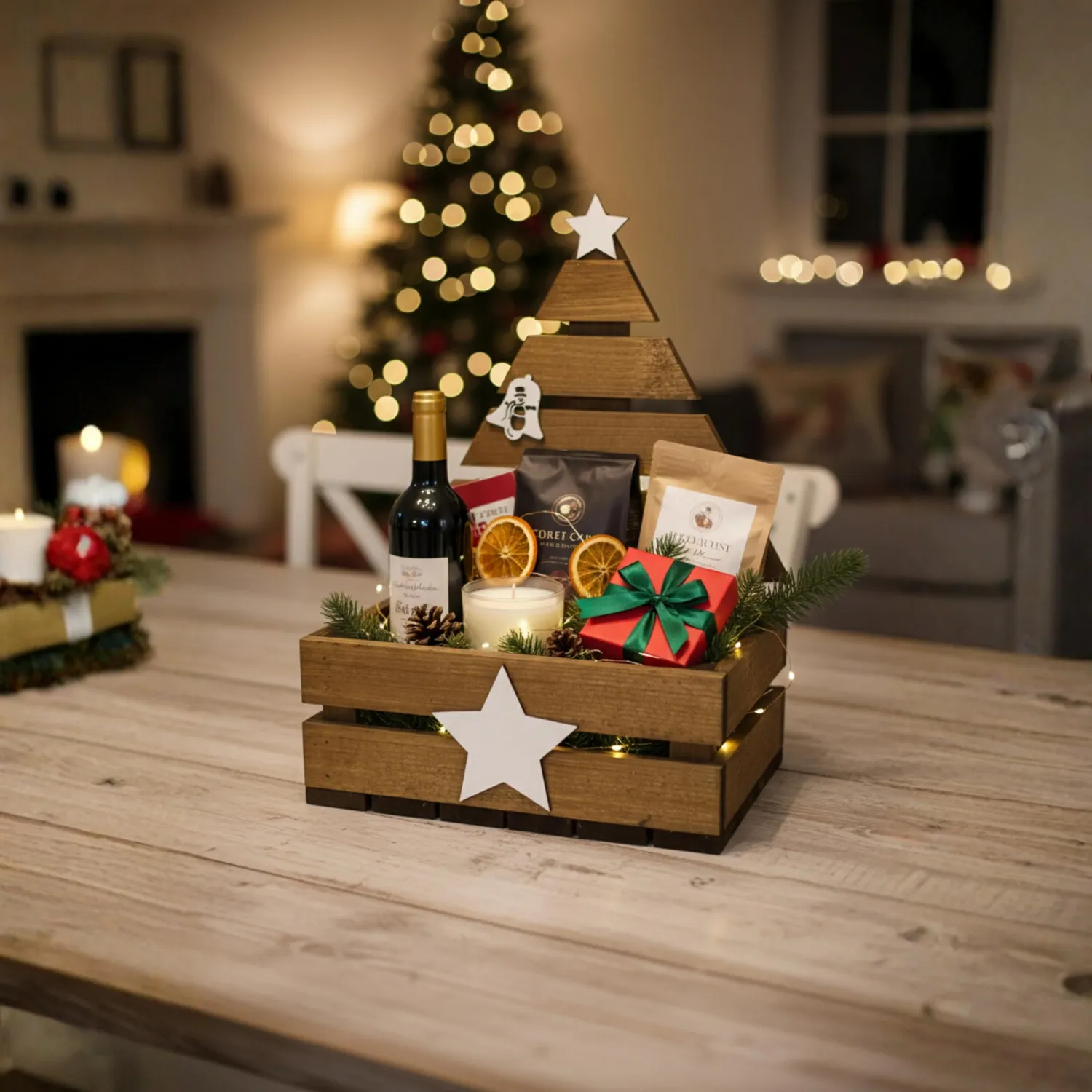GoodFreshDecor Weihnachtsbaum Holzkiste 30x20x40 cm Braun