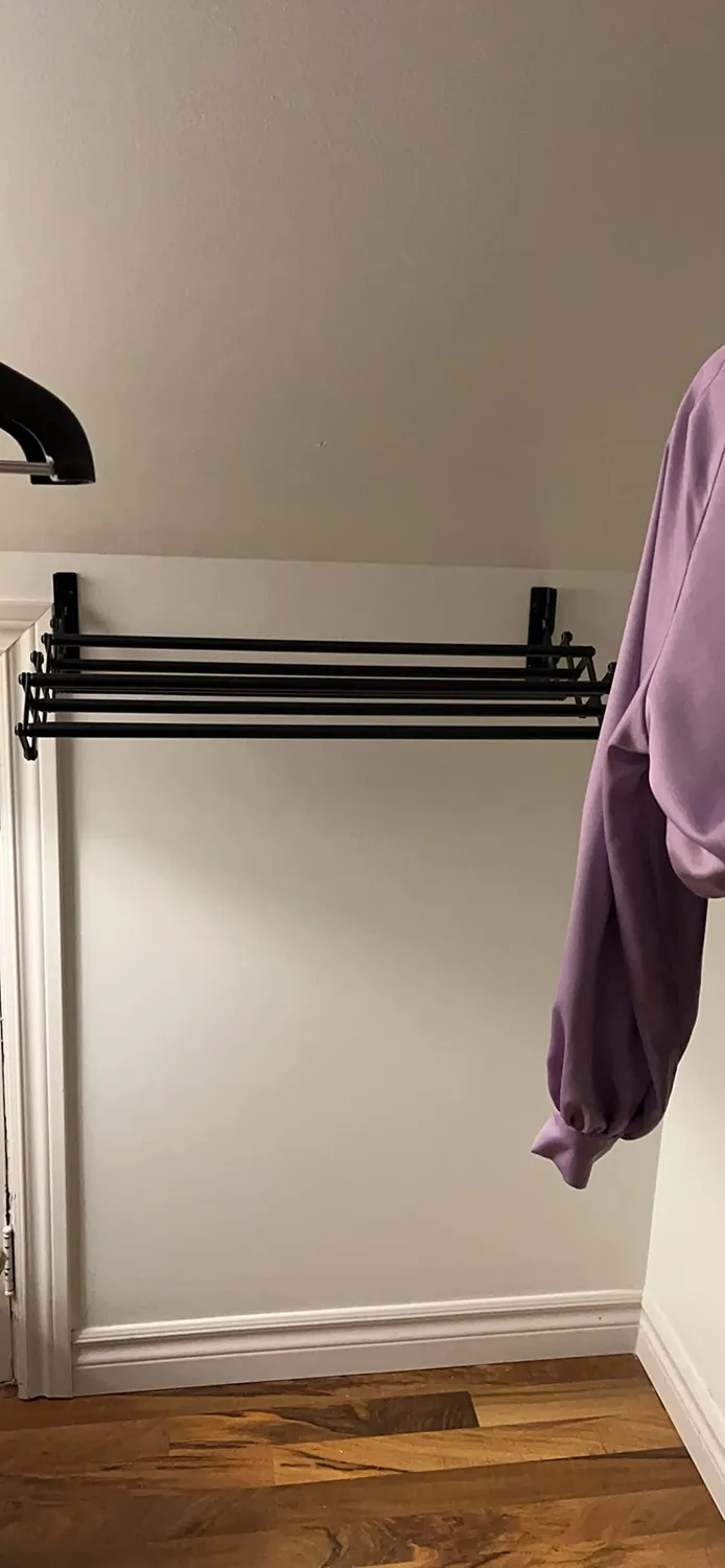 mDesign Wäscheständer Wandmontage Stahl ausziehbar 8 Stangen
