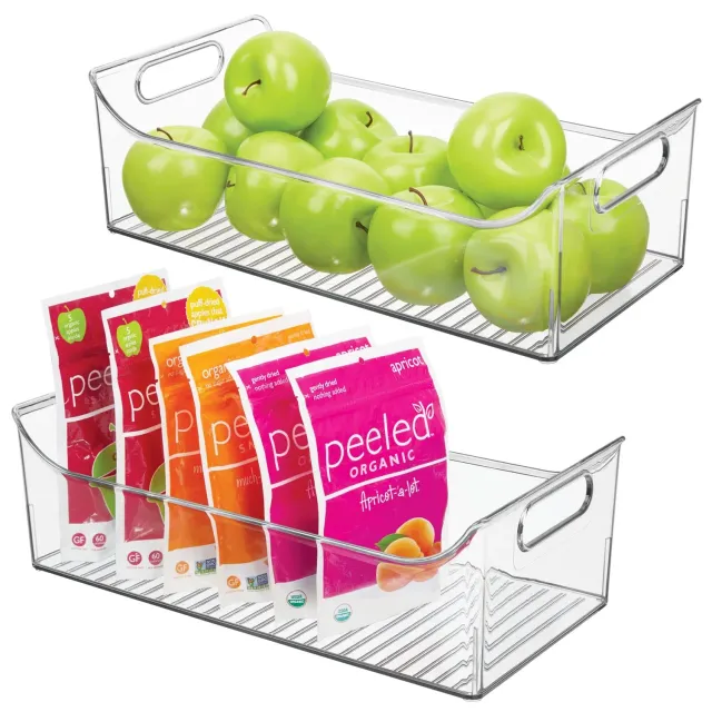 mDesign Kühlschrank Organizer transparent 2er-Set Griffe