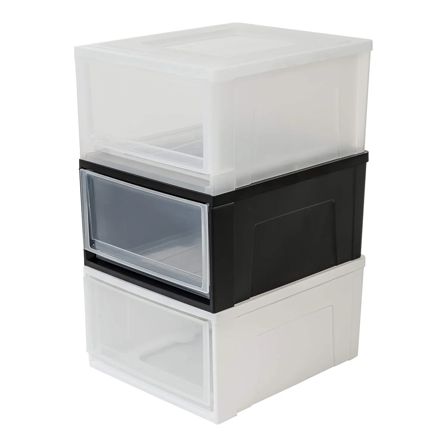 Iris Ohyama Maxi Drawer L Schublade 40L gefrostet weiß stapelbar