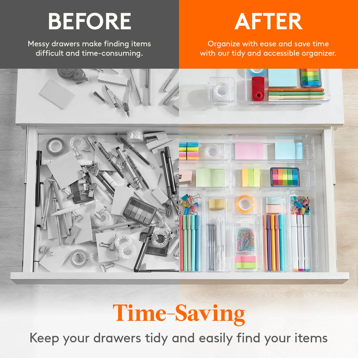 Lifewit Schubladen Organizer 19-teilig transparent Kunststoff