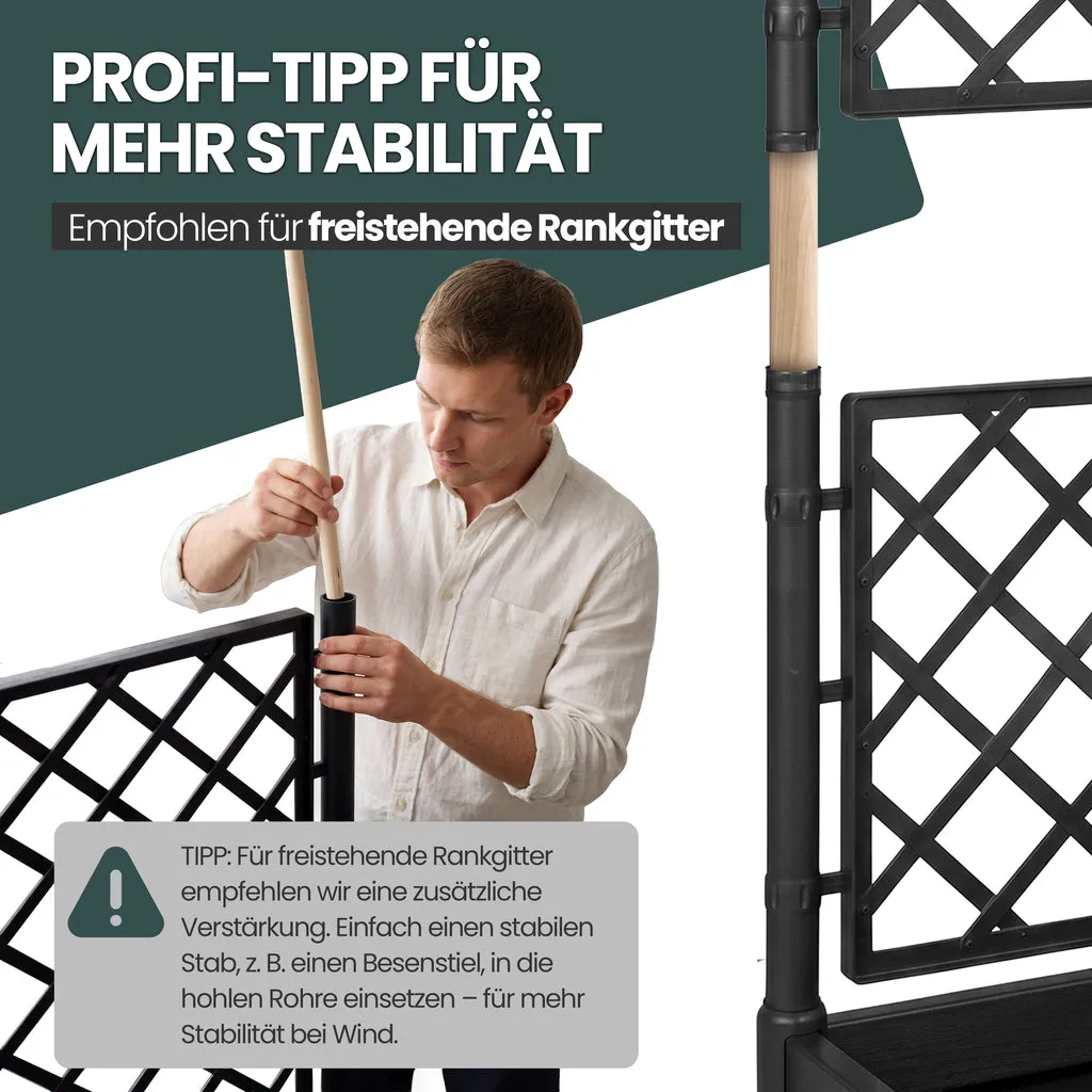 Kreher XL Spalier Pflanzkasten breit 90L Anthrazit Holz