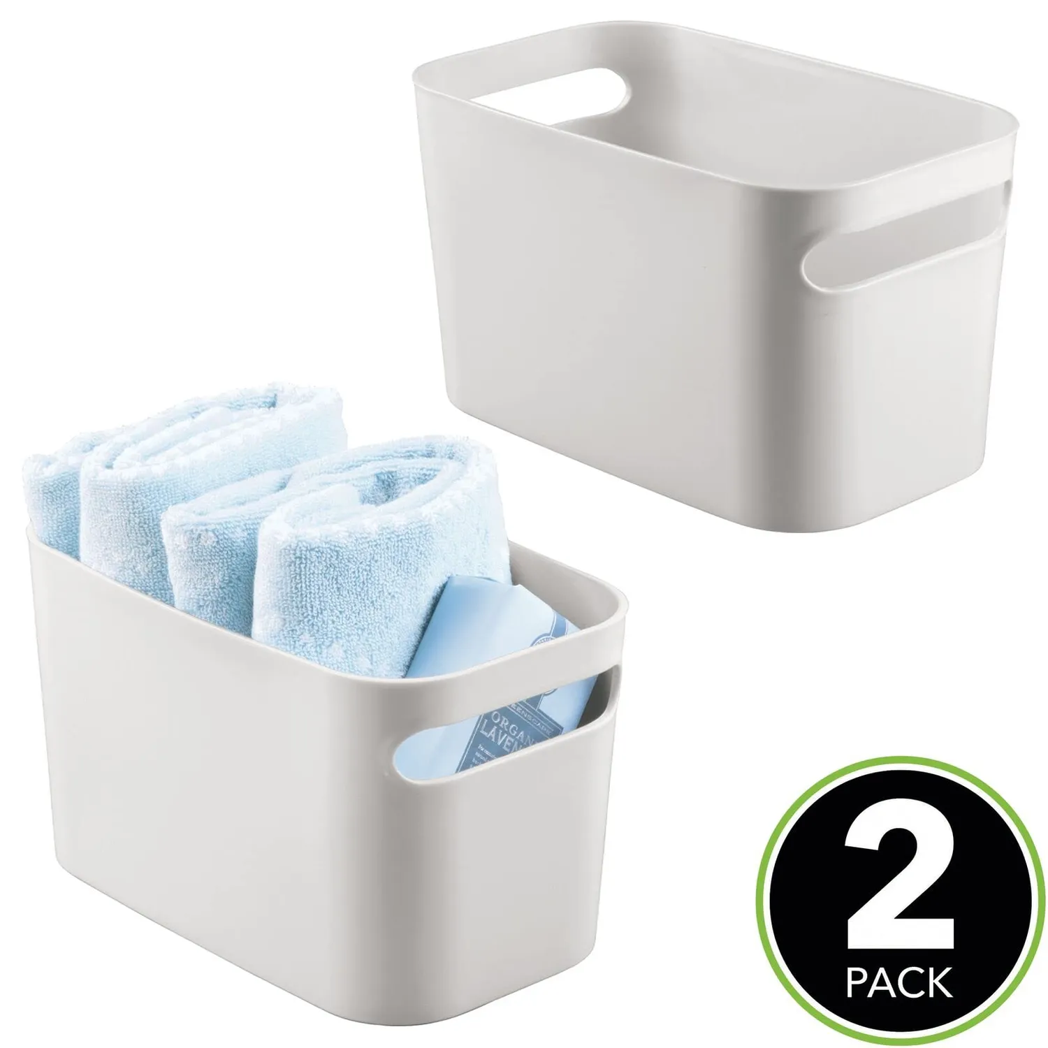 mDesign Bad Aufbewahrungskorb 25,4 cm 2er Set hellgrau