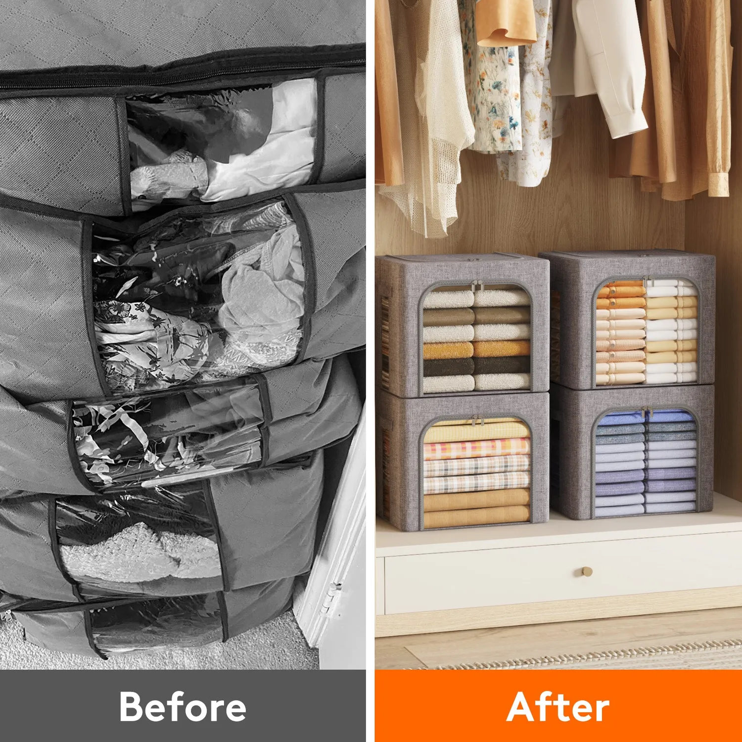 Lifewit Aufbewahrungsbox 40L 3er-Set Stoff stapelbar