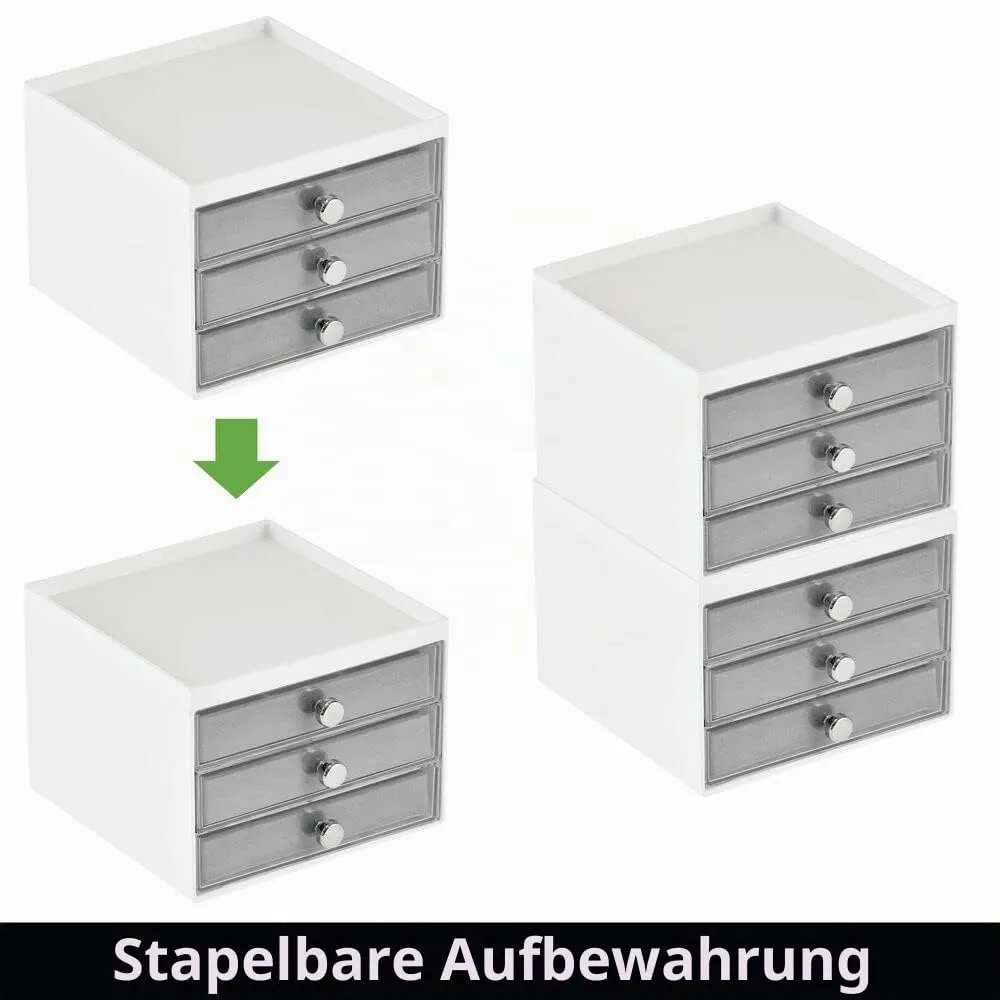 mDesign Schmuckbox Weiß-Grau 3 Schubladen Klein