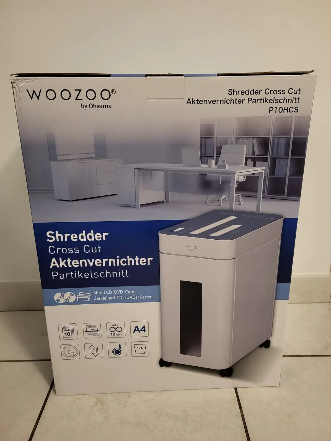 Iris Ohyama Woozoo P10HCS Aktenvernichter 10 Blatt weiß