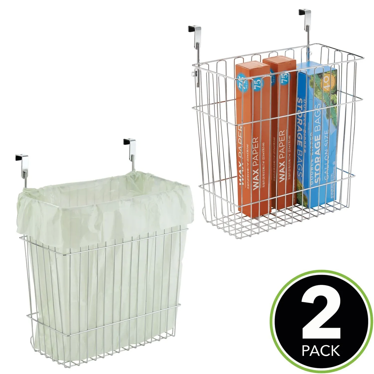 mDesign 01061MDKEU Hängekorb 2er-Set silber für Schranktür