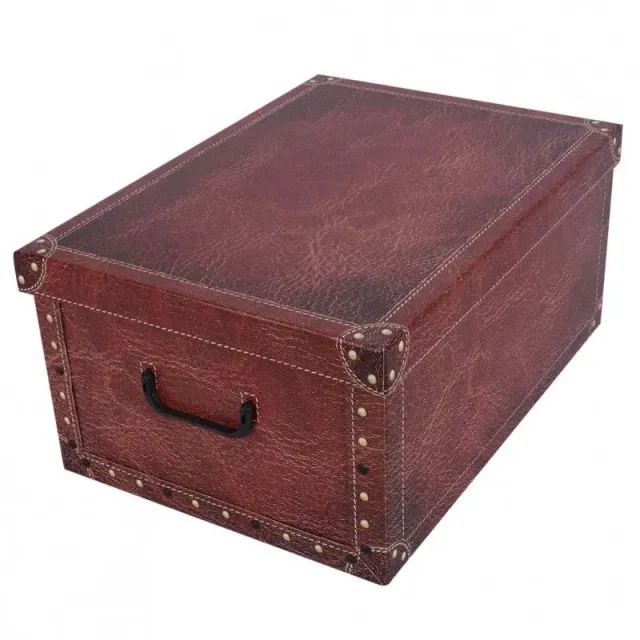 Kreher Dekokarton Leder Rot 40 Liter Aufbewahrungsbox mit Deckel