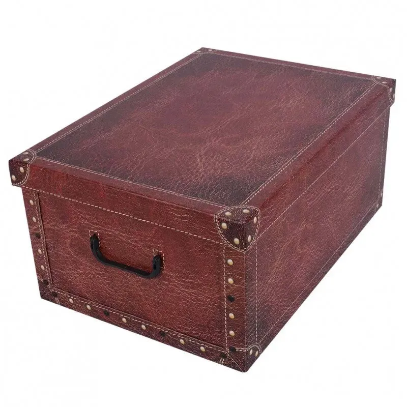 Kreher Dekokarton Leder Rot 40 Liter Aufbewahrungsbox mit Deckel
