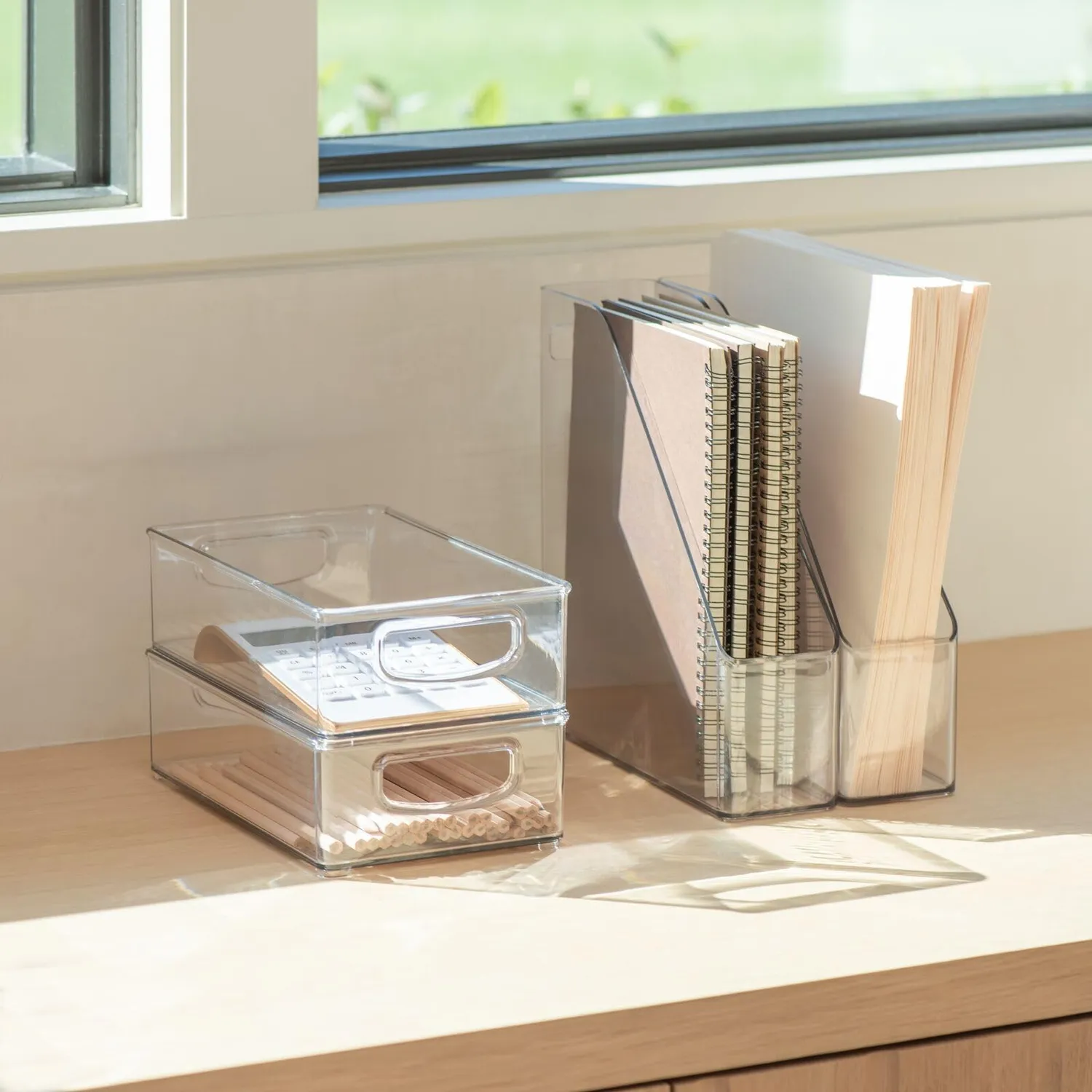 mDesign Ligne Aktenordner Stehsammler transparent 4er-Set