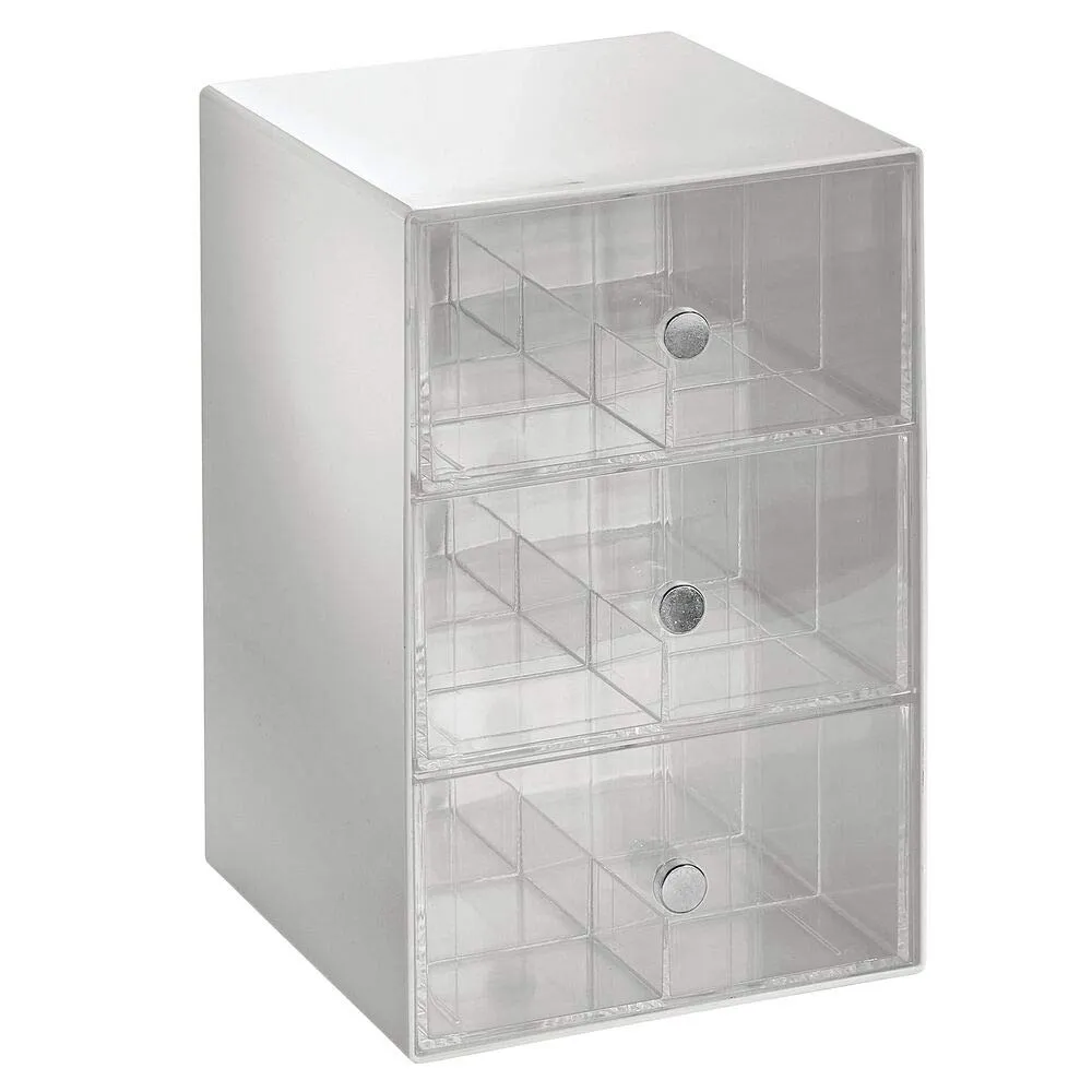 mDesign Teekiste 3 Schubladen Organizer hellgrau 18 Fächer