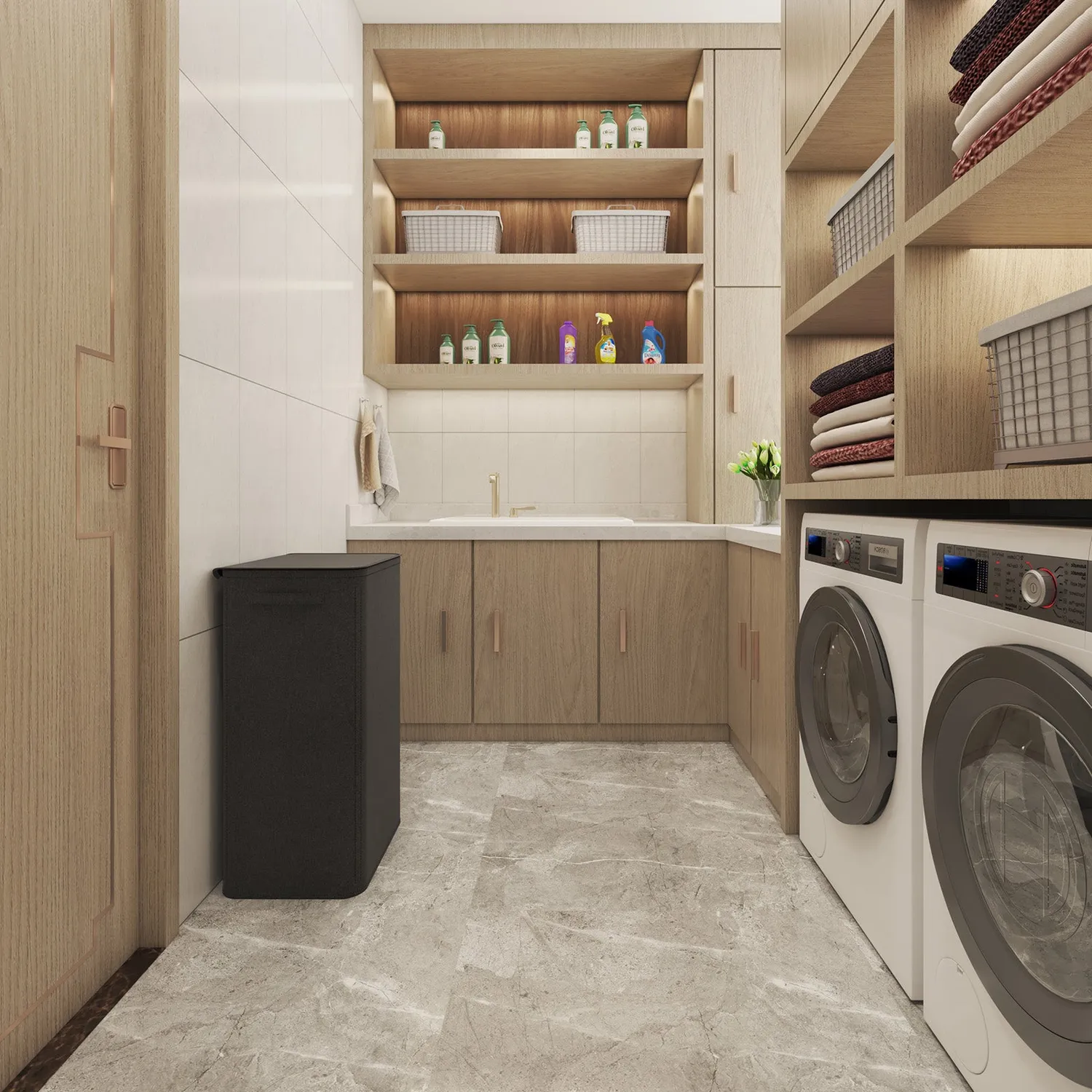 Lifewit Wäschekorb 100L Grau faltbar mit Innensack